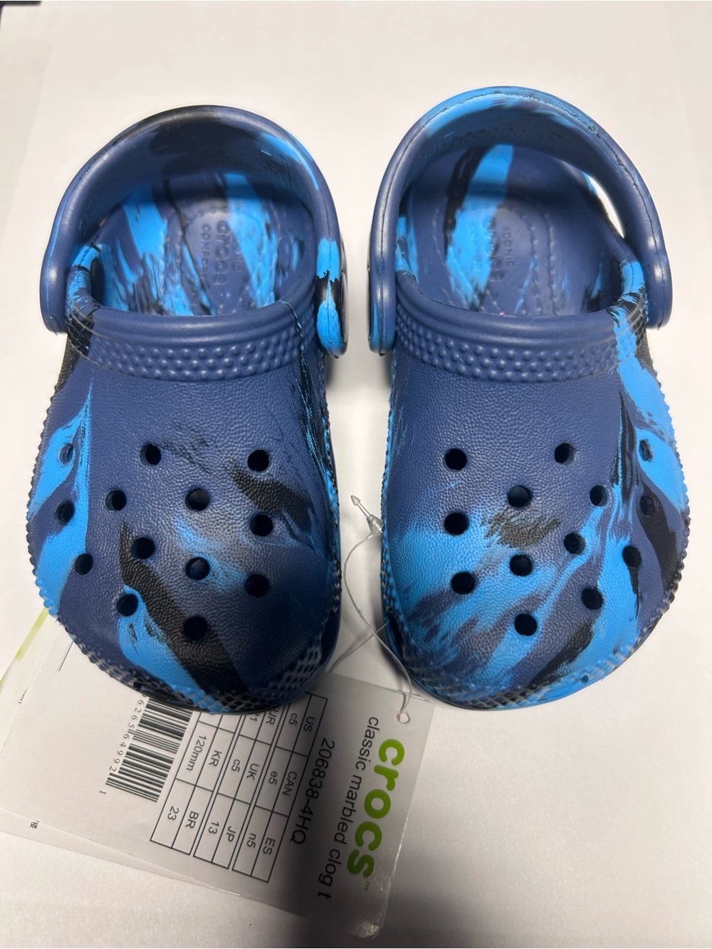 CROCS Toddler Classic Marbled Clogs Navy/Bright Blue Swirl Size C5